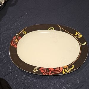 Floral Oval Platter - Black and White